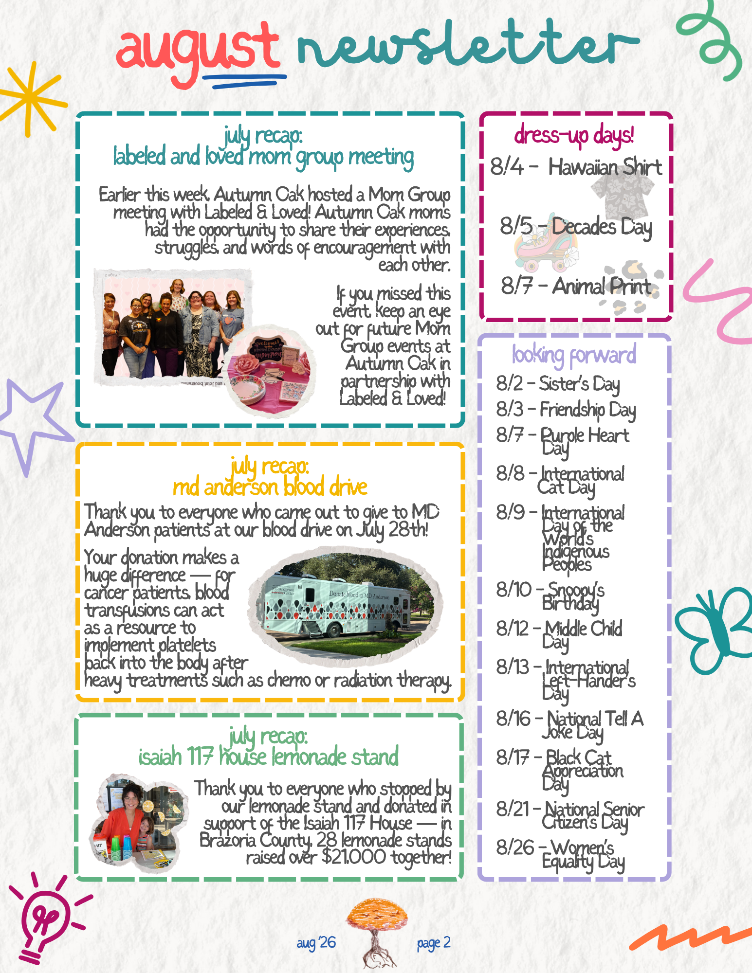 August 2026 Newsletter Page 2 from Autumn Oak Speech, Voice and Hearing in Friendswood, TX